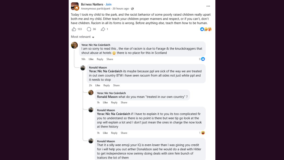 Community Reacts to Incident of Racism in Boness Park