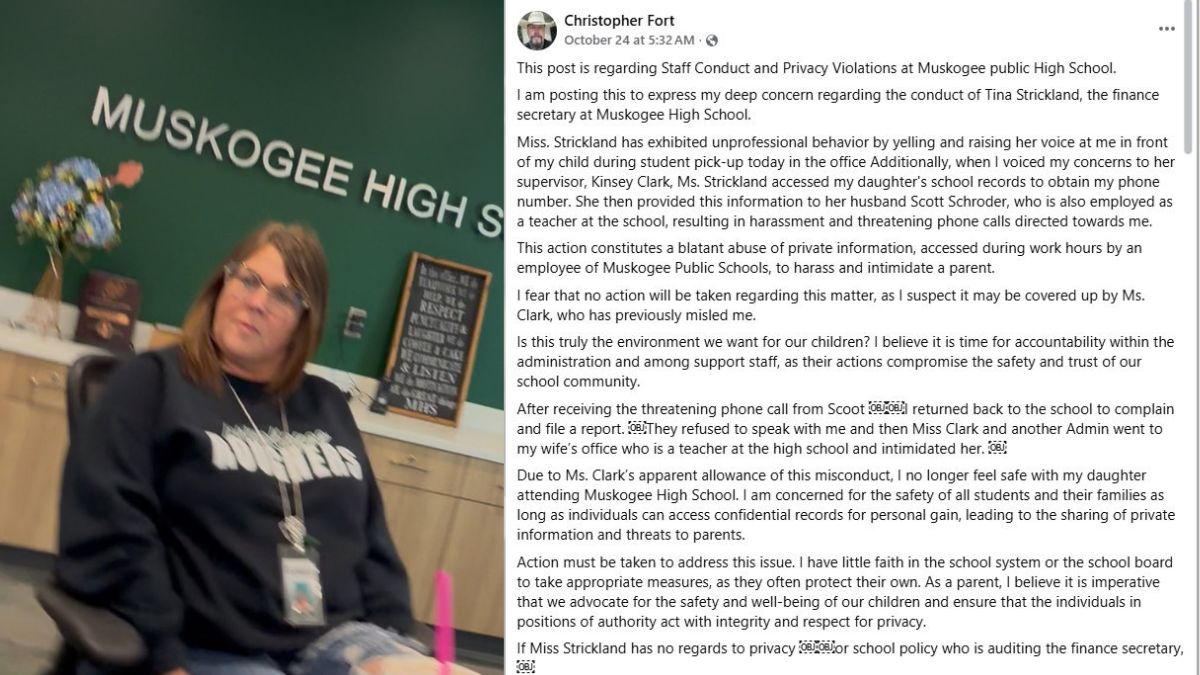 Parent Alleges Harassment and Privacy Violations at Muskogee High School