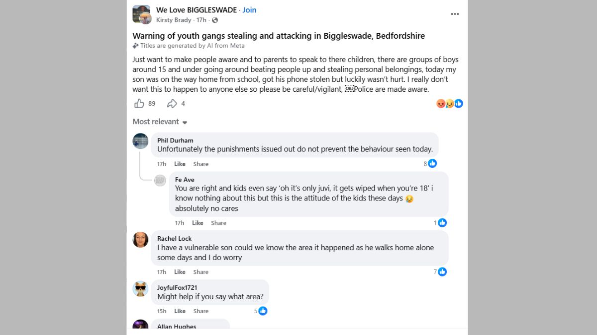 Biggleswade Youth Gang Targeting Children: Escalating Theft and Violence Sparks Community Outrage